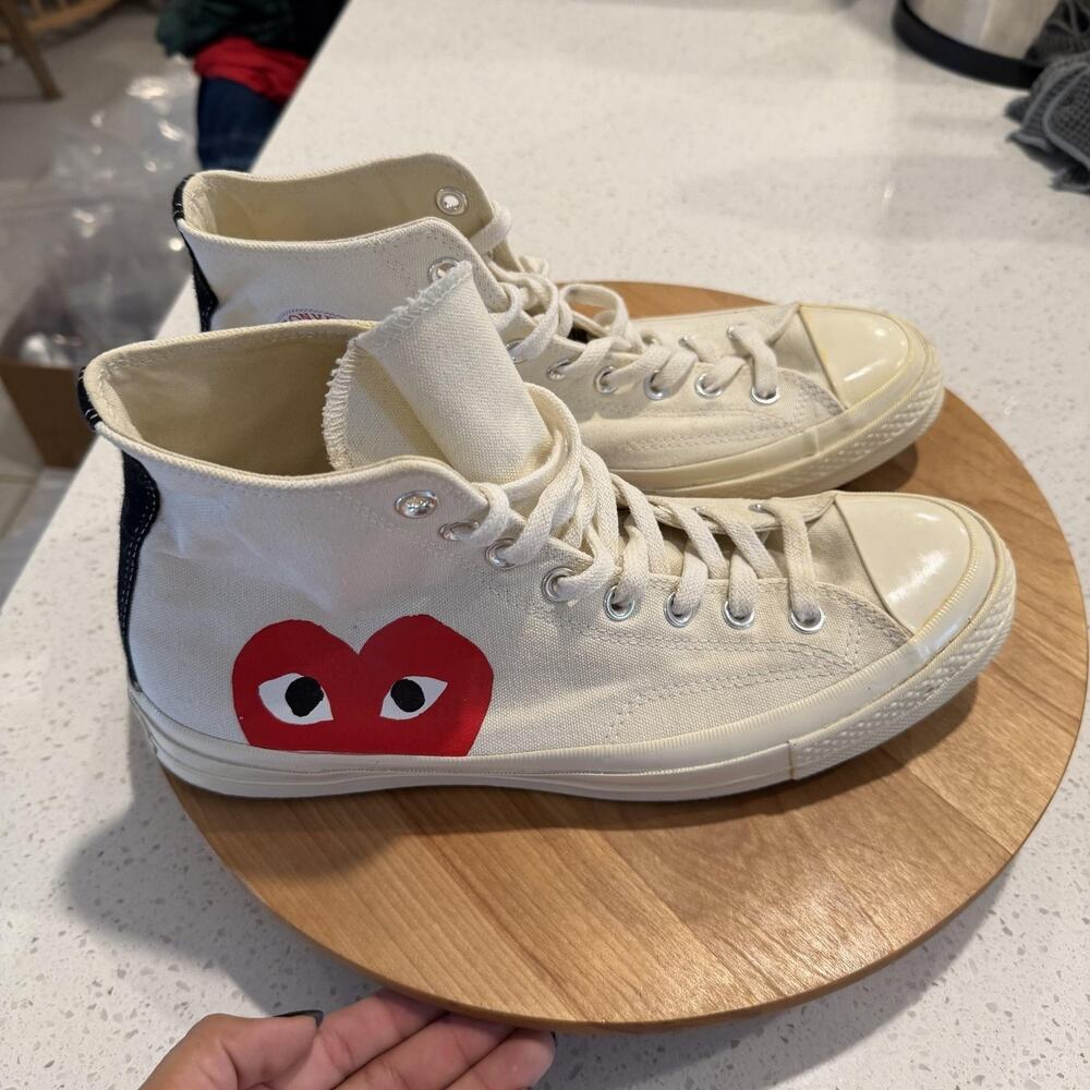 Comme des Garcons PLAY x Converse Sneakers Mens 9.5 Chuck 70 High White Casual